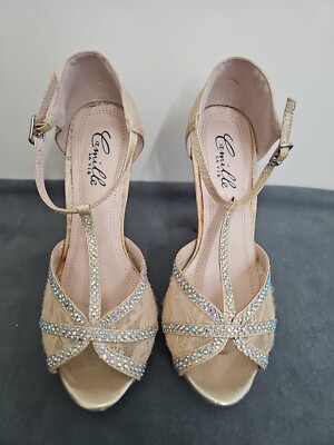 Camille La Vie Gold Lace  high heel shoes - size 7.5 PROM WEDDING