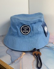 NWT Life is Good Bucket Hat Blue Coin Logo 100 Cotton