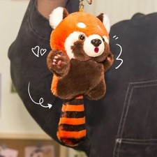 Cartoon Red Panda Plush Keychain Toy Cute Raccoon Doll Bag Backpack Pendant Gift