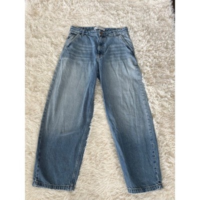 Bershka Wide Leg Jeans Women's 30 Light Wash Denim High Rise Casual