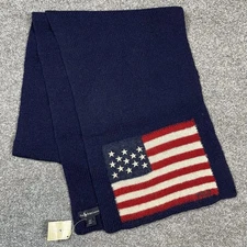 VINTAGE Polo Ralph Lauren Scarf USA Flag Wool Knit 90s Ski RL Sport NWT!