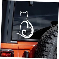 1 Pair Cat Shape Car Decal 3.15"x5.12" Cute Heart Vinyl Sticker for Auto White