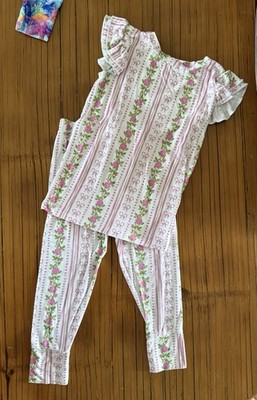 Bums & Roses Floral Ruffle Sleeve Top & Pants 2 Piece Set - Bamboo - Pajamas