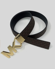 $68 NWT Michael Kors Reversible MK Logo Buckle Belt Black Print/ Black S Small