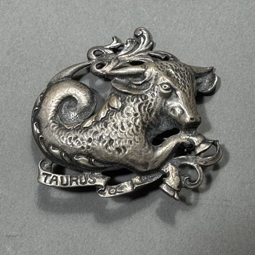 Broche pendentif Guglielmo Cini signe du zodiaque en argent sterling taureau Taureau - Photo 2/6