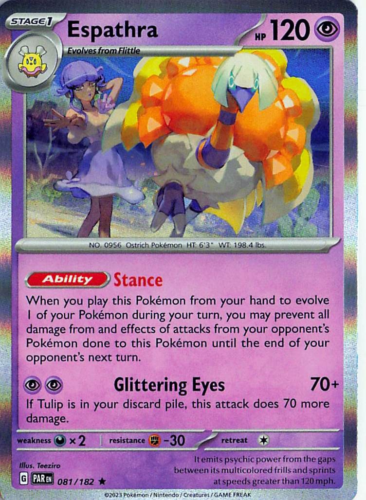 Espathra 081/182 Rare Paradox Rift Pokemon Holo Near Mint