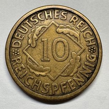 1924 Germany 10 Reichspfennig - J - Coin #C-090