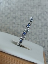 Sterling Silver Evil Eye Ring 925 Hallmarked Blue CZ Band Size N 1/2
