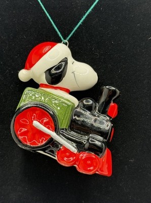 United Feature Syndicate Japan Ceramic Peanuts Snoopy On A Train Ornament