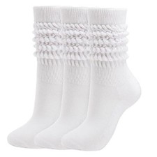 3 Pairs Slouch Socks for Women Size 9-11 Soft Extra Long Scrunch 3 Pcs-white