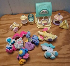 Smooshees Fisher Price Toy Plush Lot Poppie Dog Cat Fish With Houses 80s Vintage
