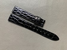 Glossy black Genuine Leather watch strap band Custom 10..16 17 18 19 20 21 22mm
