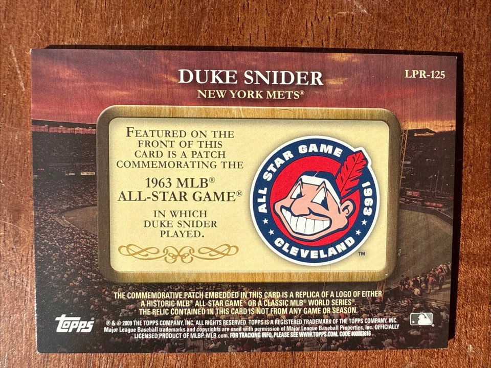 2009 Topps Legends Commemorative Patch Duke Snider #LPR-125 1963 All-Star Game - Image 2 of 2