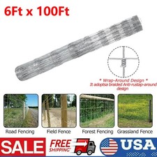 6ft x 100ft Galvanized Field Fence Roll ,Cattle Fence Wire Fencing for Pasture