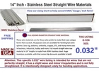 100 Pieces Stainless Steel Straight Lure Shaft Wire Form 0.032" X 14 Inch Long