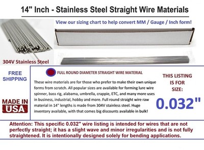 100 Pieces Stainless Steel Straight Lure Shaft Wire Form 0.032'' X 14 Inch Long