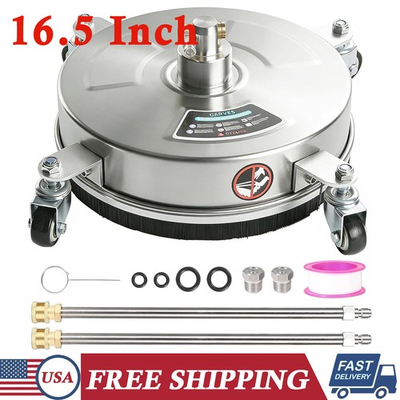 #ad 16.5#x27;#x27; Patio Pressure Washer Surface Cleaner w 4 Wheels Stainless Steel 4000 PSI $69.98