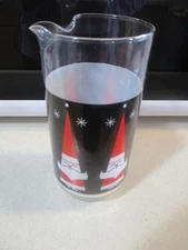Vintage Holt Howard Santa Cocktail Pitcher Libbey Glass Mid Century Christmas