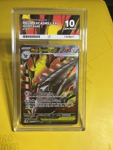 £1 START Pokémon TCG Mega Excadrill Ex 103/084 Secret Rare Ace 10 Graded Card