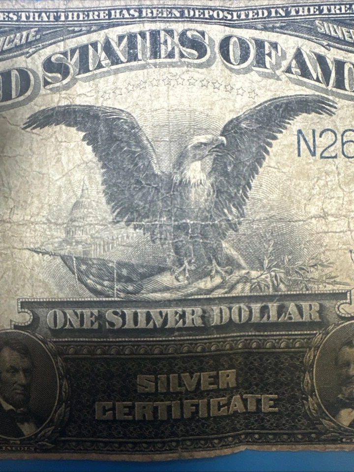 1899 $1 Black Eagle One Dollar Silver Certificate Large Size US Currency (009) - Image 3 of 4