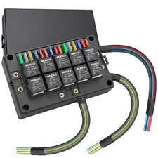 12V Relay Box 15 Way Fuse Relay Box, with Pre-Wired, 10 Relays and 15 ATC/ATO Bl