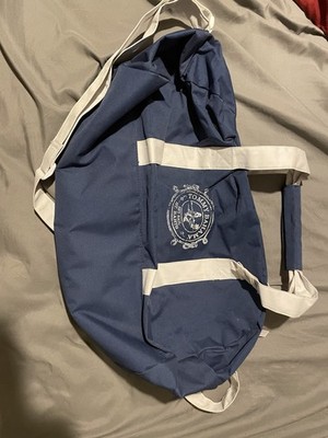 Tommy Bahama Large 15L Nylon Duffle Gym Bag Zip Adjustable Strap Blue/White
