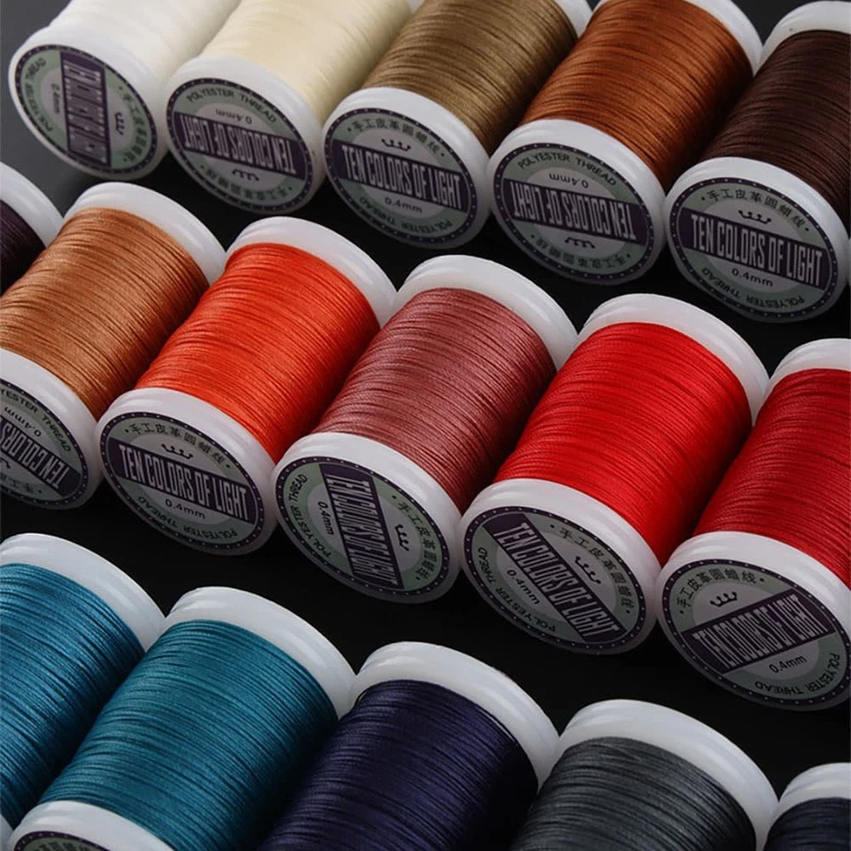 Hand Sewing Polyester Waxed Thread 0.4mm 135m No Fray No Fuzz for Leather DIY - Image 2 of 4