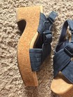 Womens CLARKS  Navy Blue Cork Chunky Heeled Sandals Size 7.5 Great Condition — photo 5