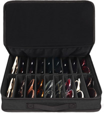 Sunglasses Organizer Case, 18 Adjustable Slots for Multiple Pairs Eyeglasses, Tr
