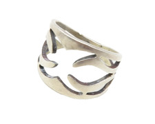 MEXICO 925 Sterling Silver Vintage Shiny Cutout Design Band Ring Sz 7 RG12168