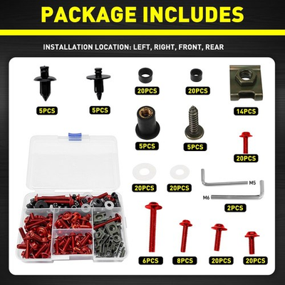 #ad #ad For Honda 190PCS Red Aluminium Sportbike Fairing Bolts Fastener Clips Screws Kit $21.84