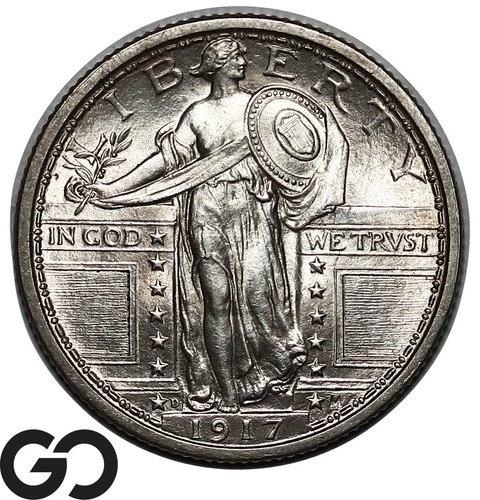 1917-D Standing Liberty Quarter, Ty 1, Full Head, Razor Sharp Superb Gem BU++ FH