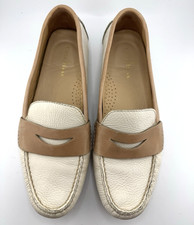 COLE HAAN Soft Leather Ivory/Tan Air Sadie Driver Penny Loafer Women  s 7 B