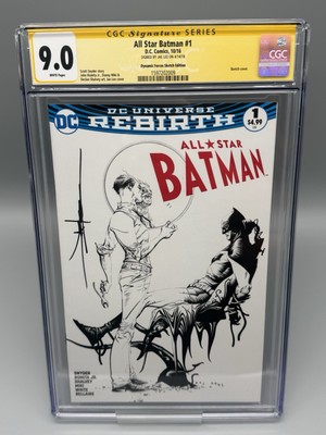 ALL STAR BATMAN #1 SIgned Jae Lee CGC 9.0 CGC Sketch Cover Dynamic Forces