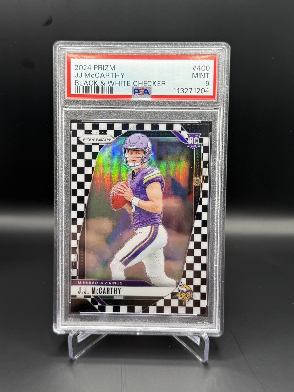 2024 Panini Prizm - Rookies J.J. McCarthy #400 Black & White Checker Prizm (RC)