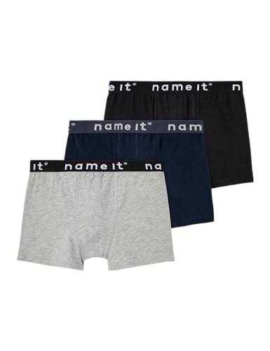 Jungen Unterhose Nkmboxer 3Er Pack, Schwarz/Grau Melange/Dunkelblau, 98 Eu-image