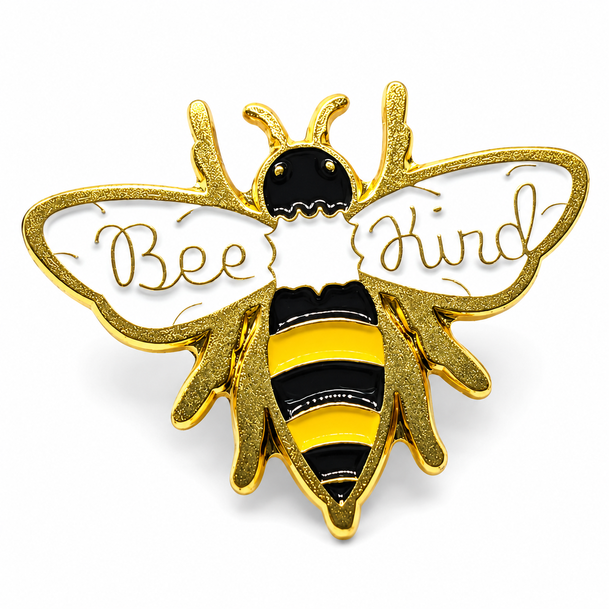 Bee Kind Pin Badge Gold Tone Enamel Bumble Bee Brooch Gift 30mm