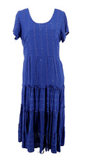 Soft Surroundings Maxi Dress Womens Medium Blue Shimmer Kara Tiered Peasant Boho