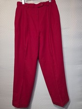 Talbots Petites 12P Red 100 Wool Pleated Trousers Pants Cuffed Hem High...