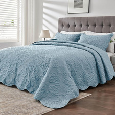 106X96 King Size Bedspread Soft Lightweight Quilted Coverlet Set 3 Pieces 1 Quil