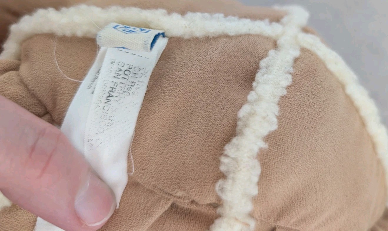 Pottery Barn Kids Patchwork Faux Suede Sherpa Fleece Teddy Bear Plush Doll