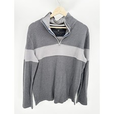 Banana Republic Two-Tone Grey 1/4 Zip Cotton Pullover Men's Size Large L