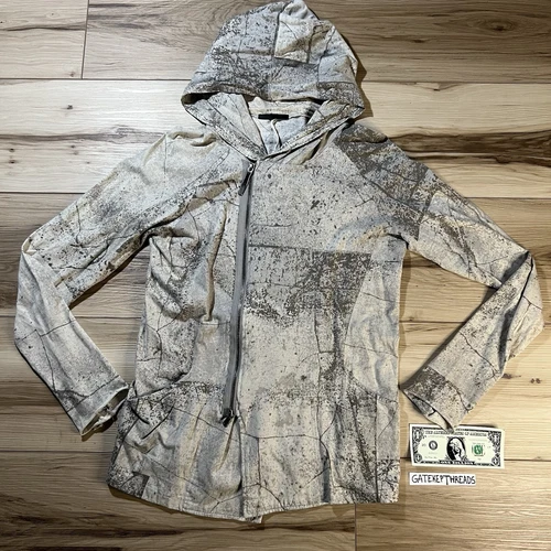 OFF WHITE Felpa con cappuccio e zip asimmetrica The Virdi Anne marmo bianco sporco taglia 3 Giappone