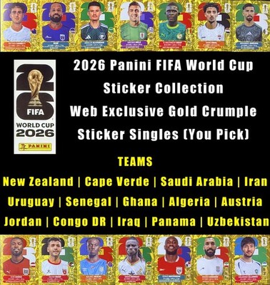 2026 Panini FIFA World Cup Sticker Gold Flood Crumple Singles (You Pick!)