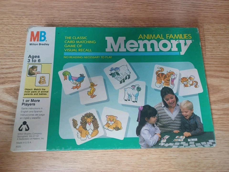 Milton Bradley "Animal Families Memory" Card Matching Game Vintage 1986 Complete - Image 2 of 4