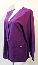 CHEROKEE WORKWEAR Women's Large Eggplant Purple 3 Button Scrub Jacket 4301 NWOT