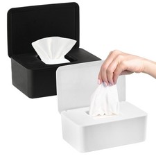 2Pcs Diaper Wipes Dispenser, Refillable Wipe Container, Wipe Container with S...