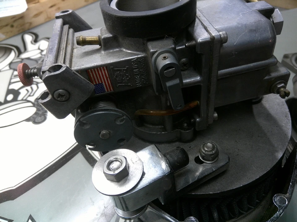 Carburador EDELBROCK Qwiksilver 38 mm con filtro de aire Harley Davison con mani evo Foto 3 de 4