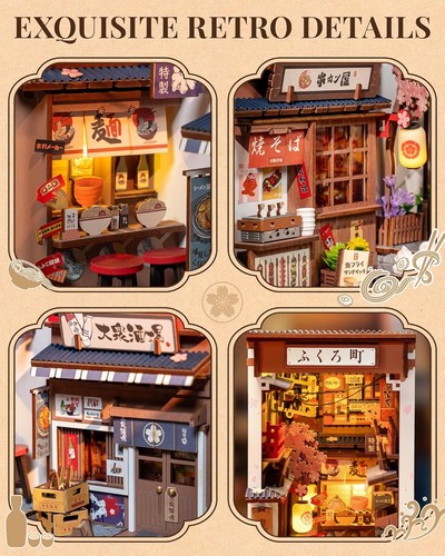 Rolife DIY Book Nook Sakura Wine Alley Wooden Bookshelf Miniatures Model Kit - Picture 4 of 8