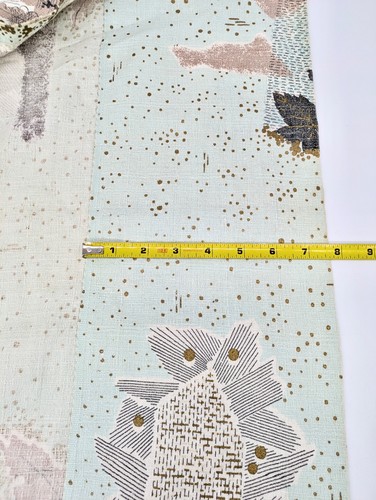 Vintage Barkcloth Fabric Panel/Curtain 50's Abstract Teal Nature 102" by 33.5" - Picture 19 of 20